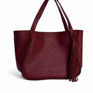 Margot New York Burgundy Tote Bag with Tassel